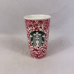 Starbucks Holiday Ceramic Candy Cane Tumbler 12 oz